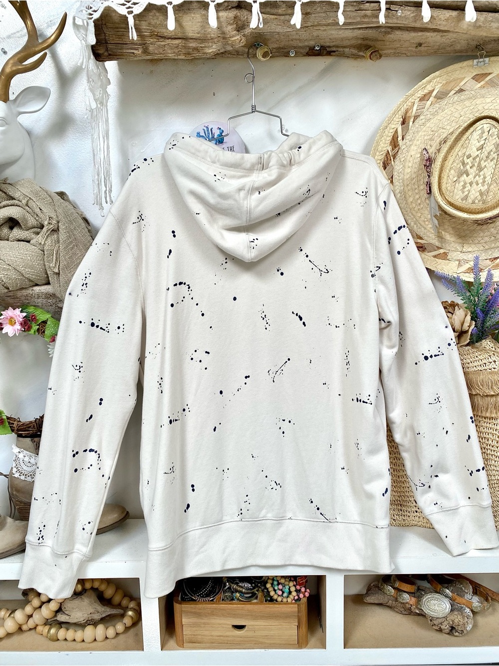 ROOTS Artisan paint splatter full zip kanga hoody cottagecore cabin vacay vibe - Picture 13 of 16